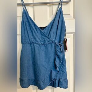 Denim colored romper size medium NWT